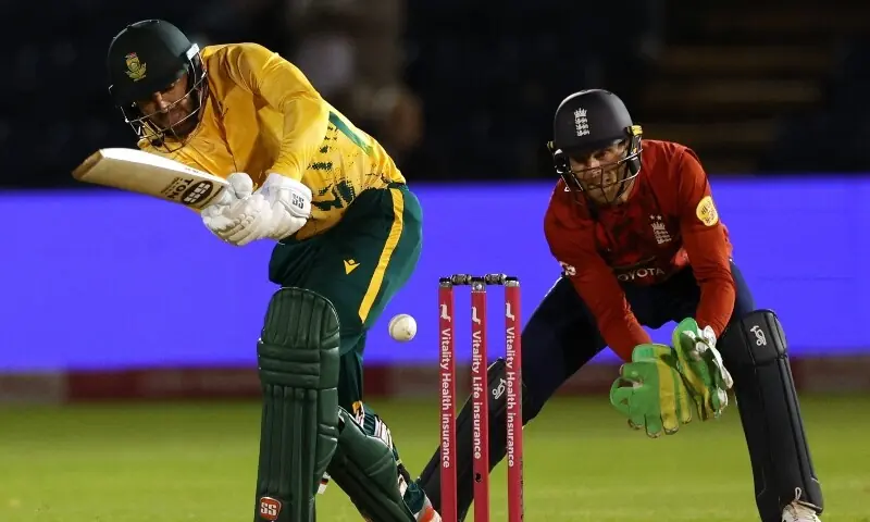 A África do Sul venceu a Inglaterra com um primeiro T20 chuvoso com 14 corridas – esportes